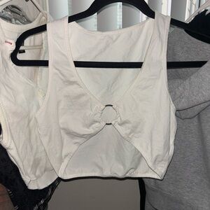 White Crop Top with Ring Detail